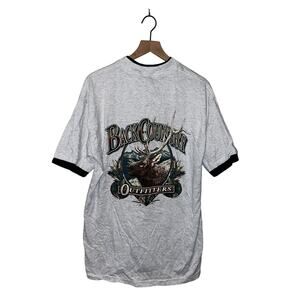 Vintage Elk Deer Shirt Back Country Outfitters Montana Gray 90s Graphic Tee L
